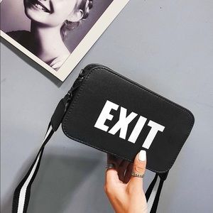 Slogan Detail Bag With Striped Strap